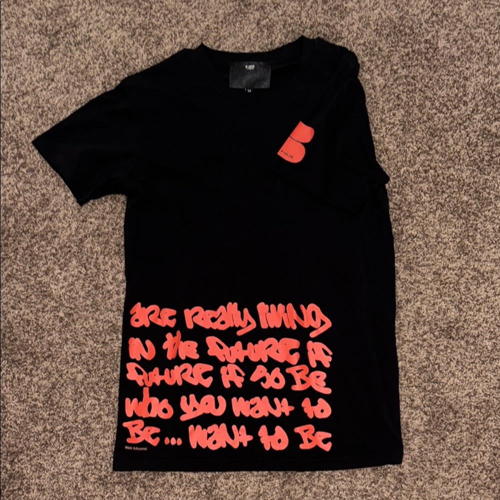 Black T-Shirt with Red Graphic Text
